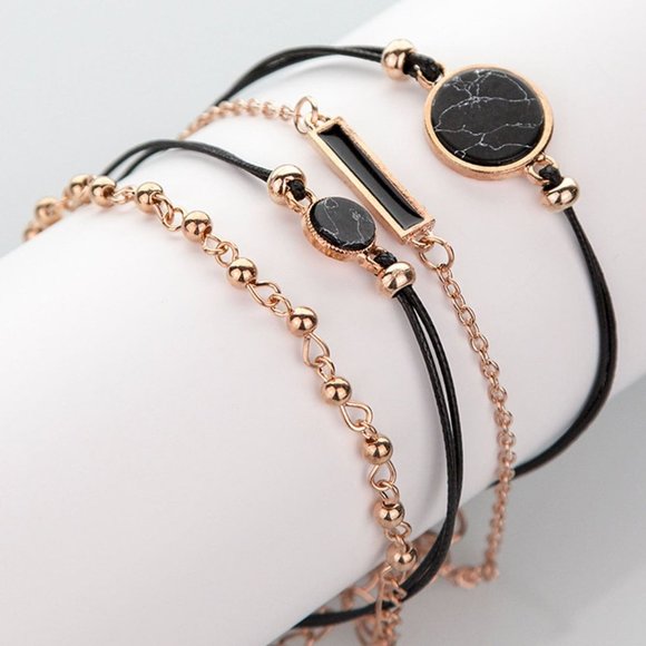 Glitter Dial Pointer Watch & 4pcs Bracelet Set - Picture 2 of 2